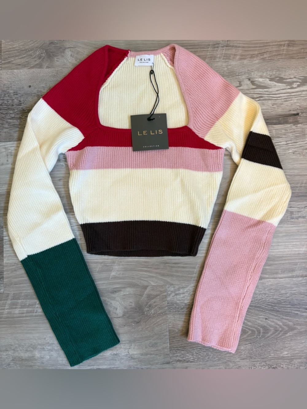 Le Lis Colorblock Cropped Sweater Size XS NWT - Picture 5 of 9